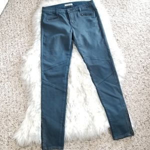 Cult of Individuality Teal Moto Mid Rise Zip Sz 27